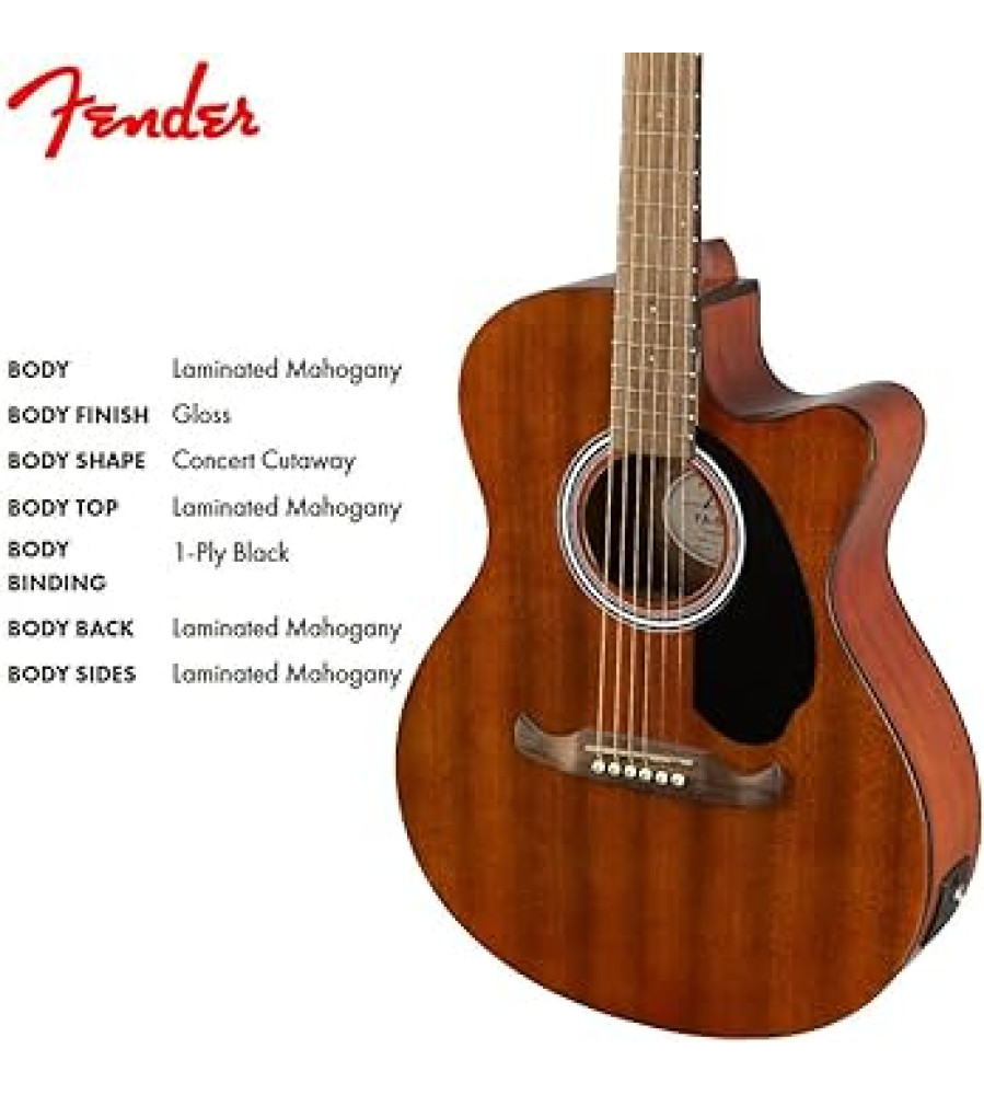 Fender FA-135CE Concert V2 Electro Acoustic Guitar - Natural Mahogany